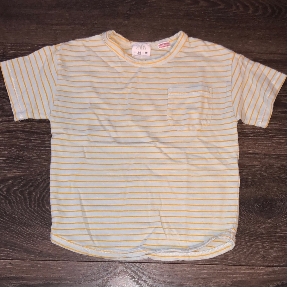 Zara Kids White and Yellow Striped Tee